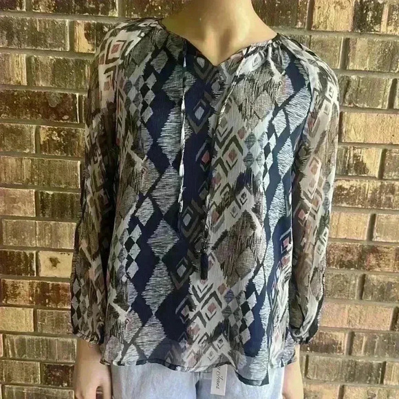 Hayden Los Angeles women’s long sleeve business casual printed top size S - Picture 3 of 9